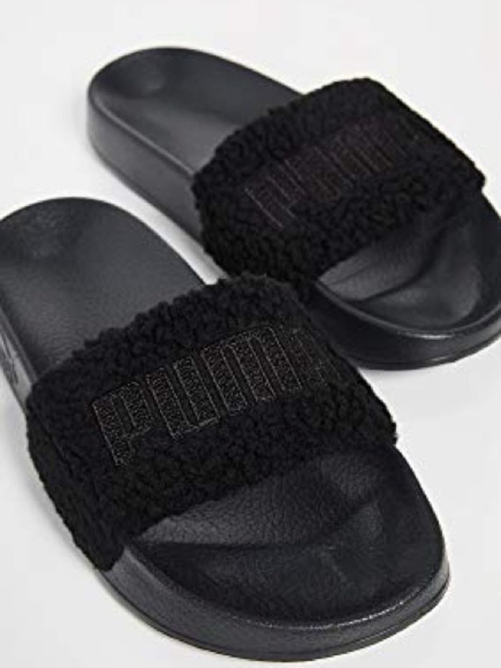 NWT Puma Women’s Black Sherpa Strap Slide Sandals, Size 10.5